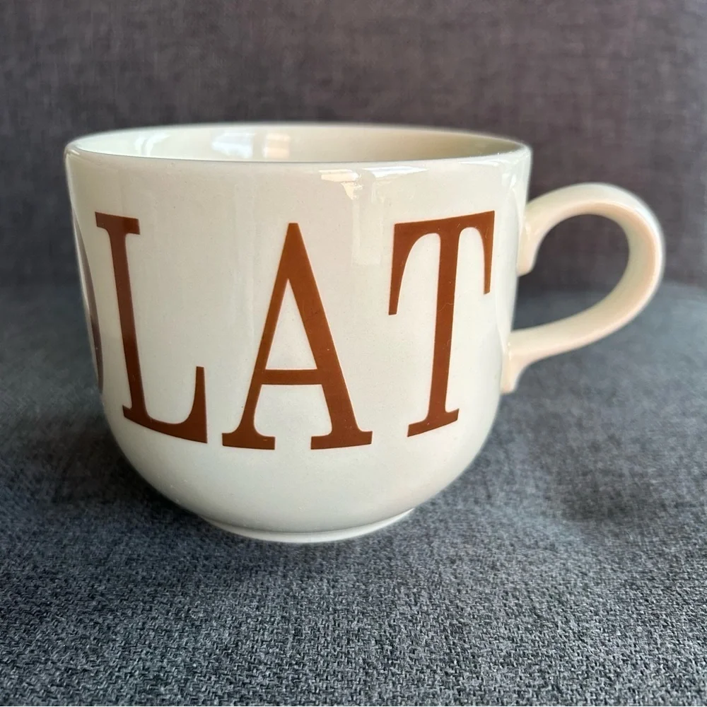 “CHOCOLAT” Coffee Mug, Ivory, Cream, Tan, Brown, 16 oz